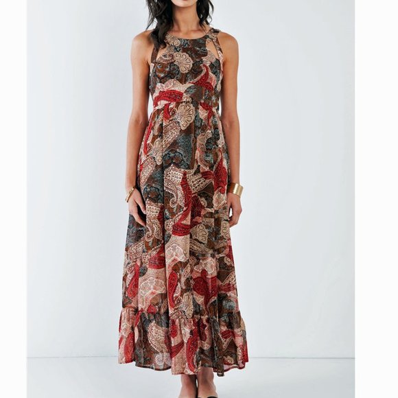 Bohemian Halter Neck Empire Racerback Maxi Dress - Picture 2 of 9